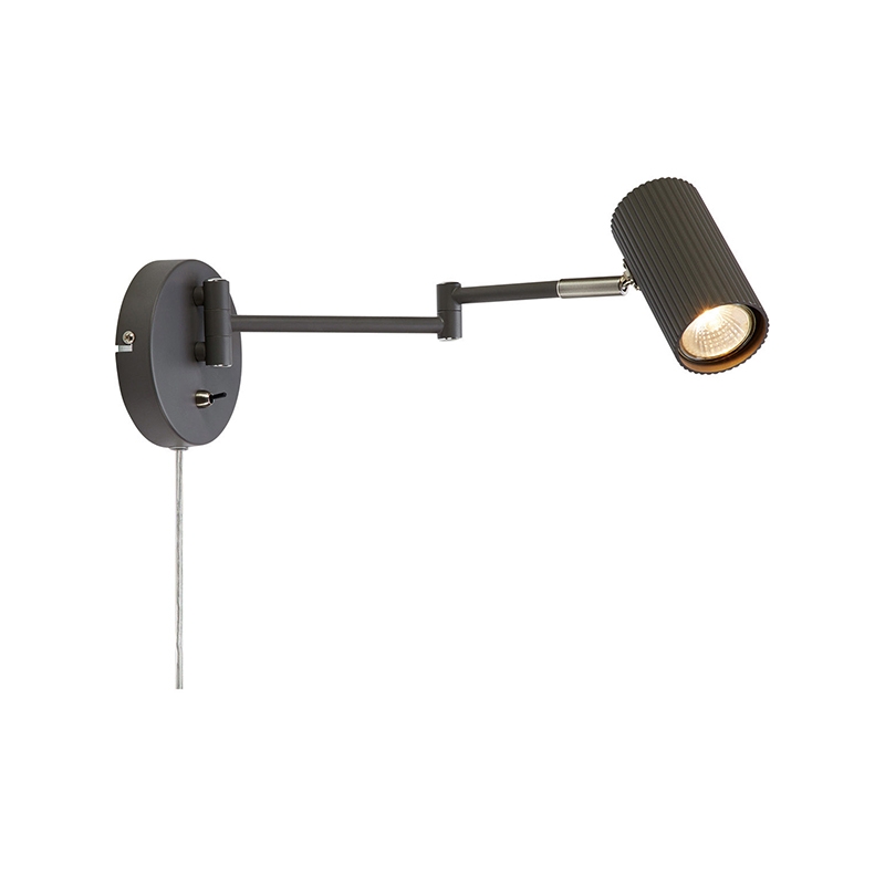Costilla Adjustable Reading Light with Plug - Dark Grey