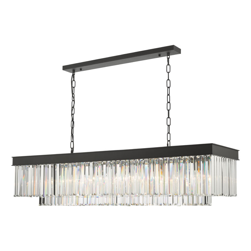 Dar Celeus 6 Light Crystal Bar Pendant Light - Black