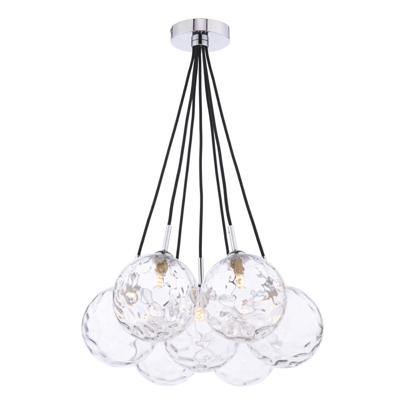 Dar Elpis 7 Light Clear Glass Cluster Pendant - Polished Chrome