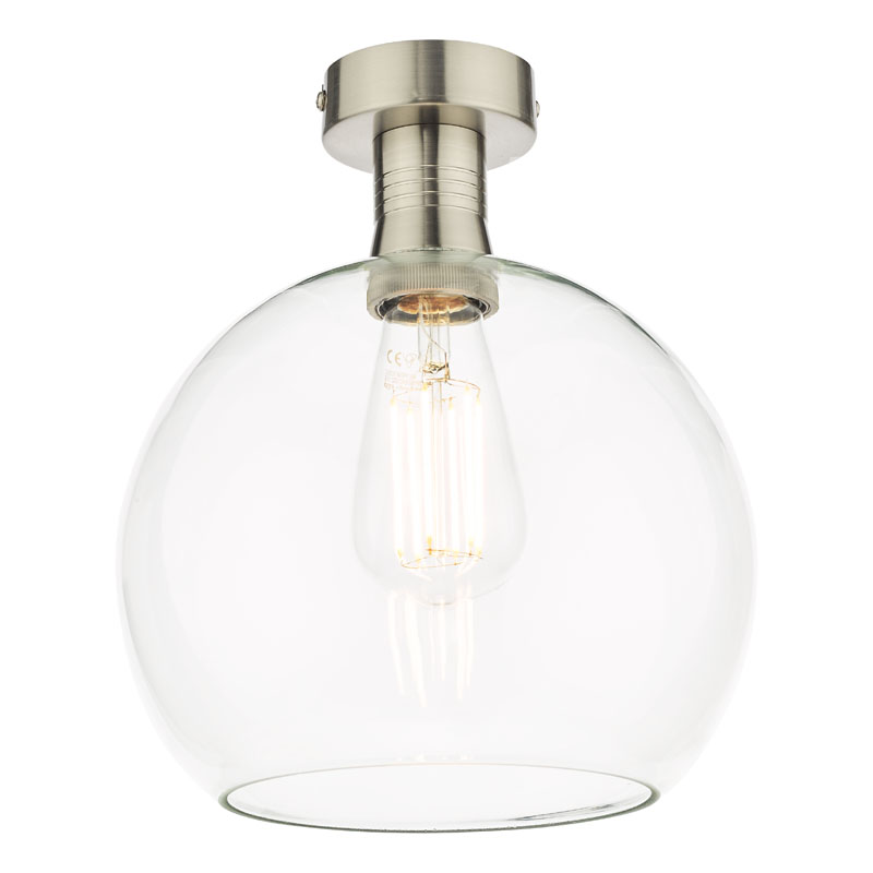 Dar Emerson Semi Flush Light With Round Clear Glass - Chrome