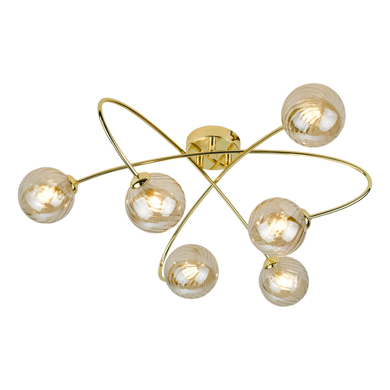 Dar Etta 6 Light Semi Flush Ceiling Light - Gold