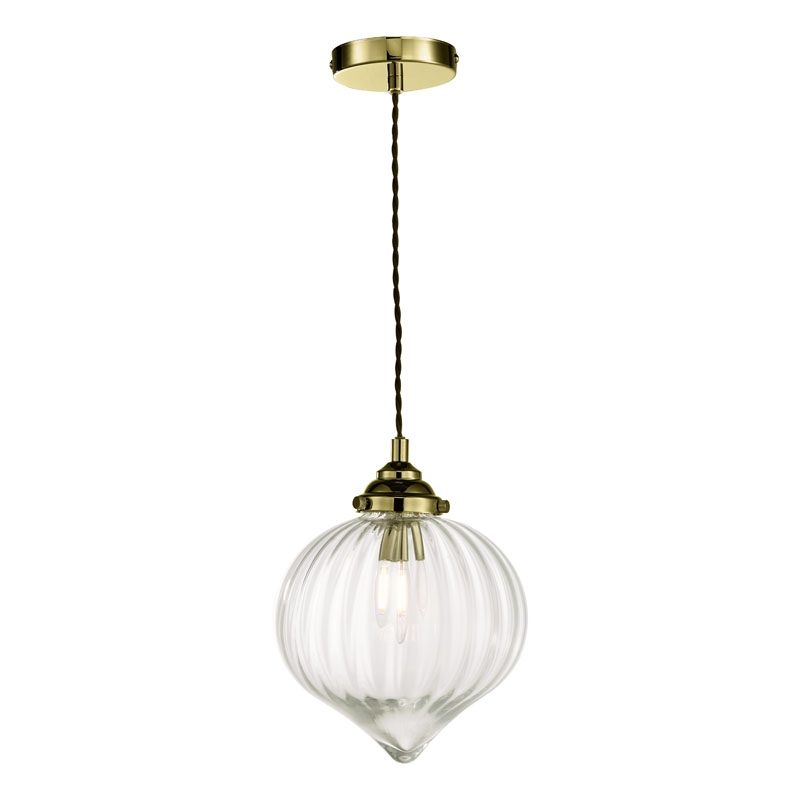 Dar Mya Glass Pendant Light - Brass