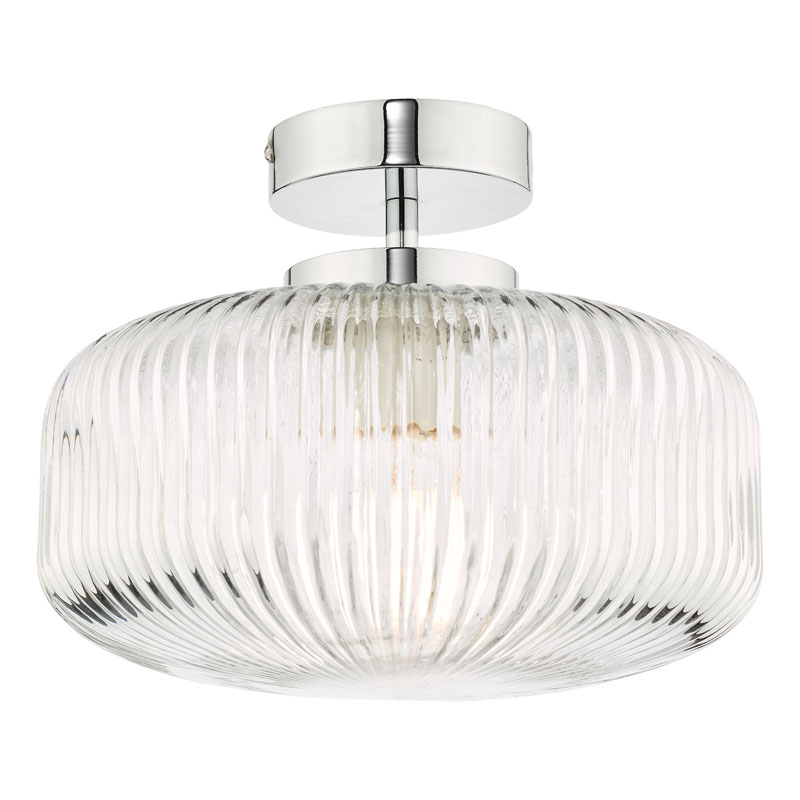 Dar Riva Glass Semi-Flush Light - Polished Chrome