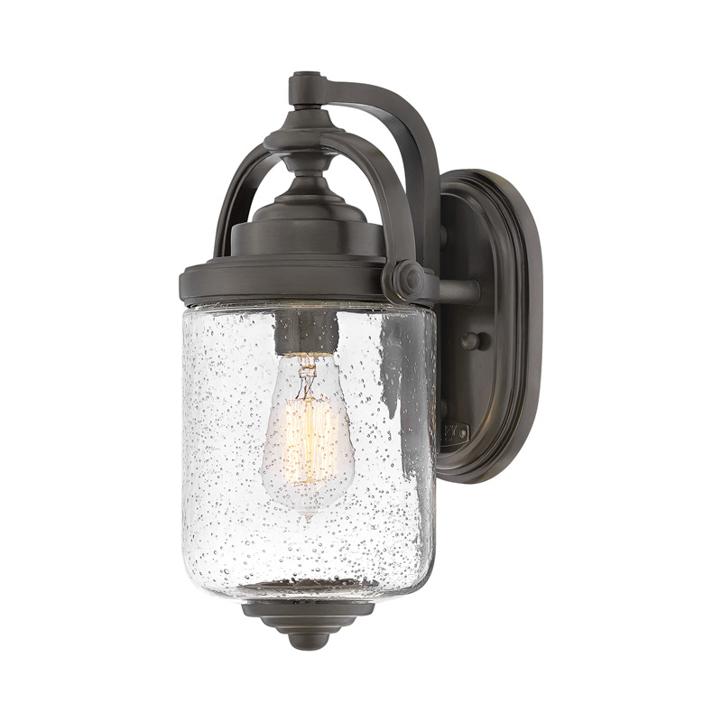 Hinkley Willoughby Outdoor Wall Light - Oil Rubbed Bronze with Clear Seeded Glass