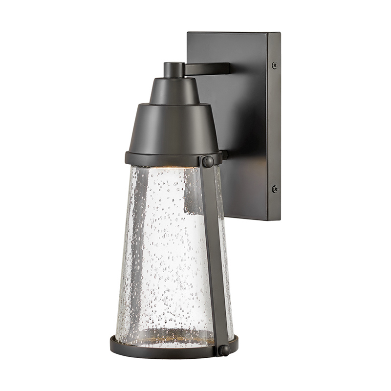 Hinkley Miles Outdoor Wall Light - Black with Clear Seeded Glass