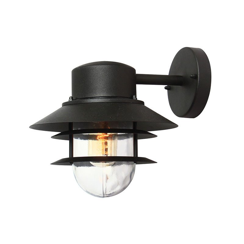 Elstead Copenhagen Outdoor Wall Light - Black with Clear Glass