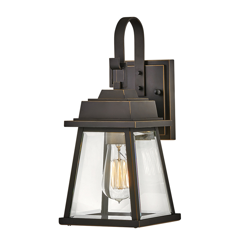 Hinkley Bainbridge Small Outdoor Wall Light - Oil Rubbed Bronze with Clear Bevelled Glass