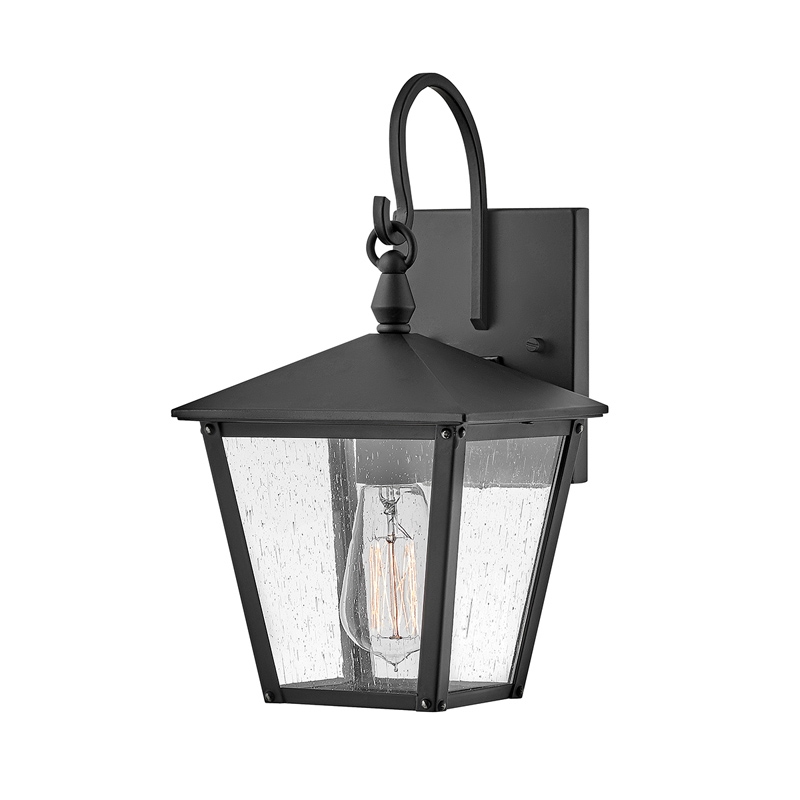 Hinkley Huntersfield Small Outdoor Wall Light - Black with Clear Seeded Glass