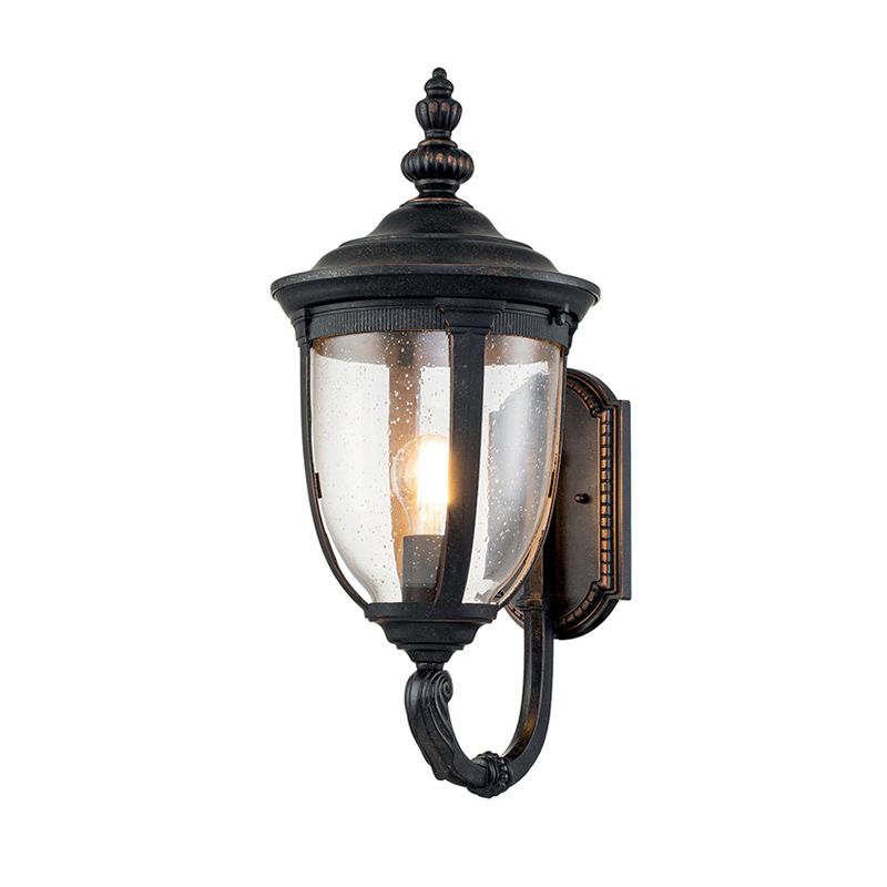 Elstead Cleveland Medium Outdoor Up Wall Lantern - Weathered Bronze with Clear Seeded Glass