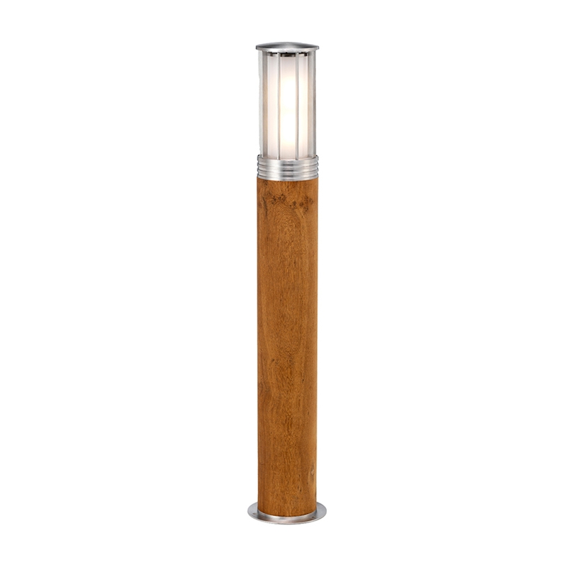Elstead Hornsea 700 Outdoor Bollard Light - Stainless Steel and Teak