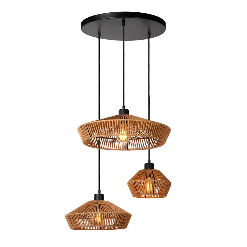 Lucide Yunkai 3 Light Ceiling Pendant - Natural