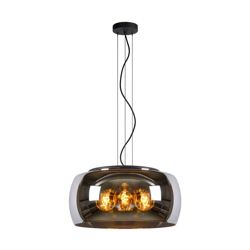 Lucide Olivia Large Glass Ceiling Pendant Light - Smoked Grey