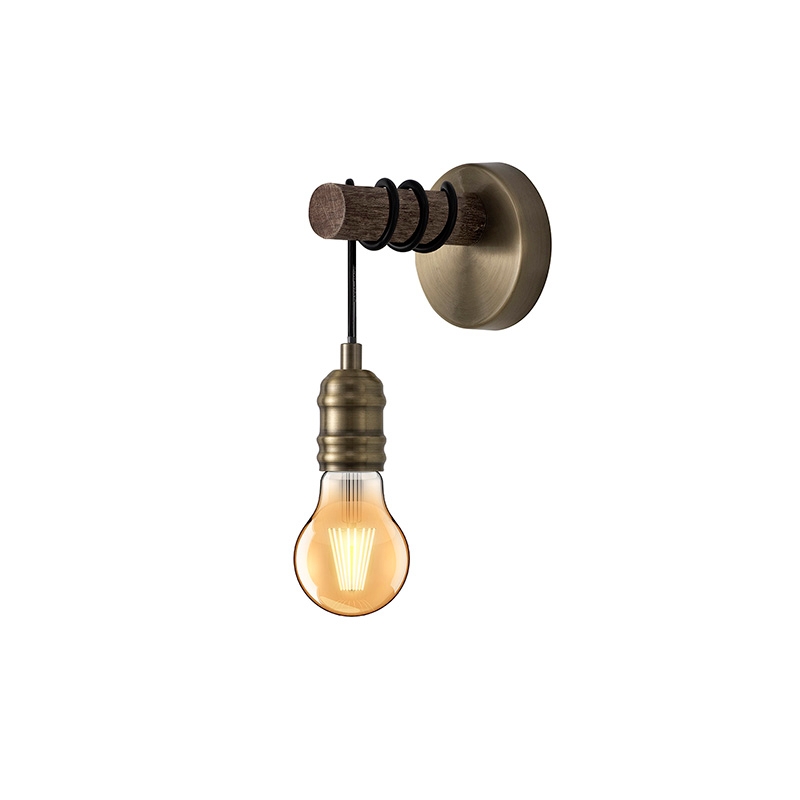 Komore Wall Light - Aged Wood and Antique Brass