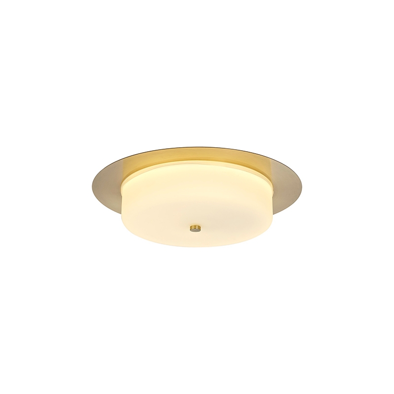 Yholis Glass LED Bathroom Flush Ceiling Light - Satin Gold