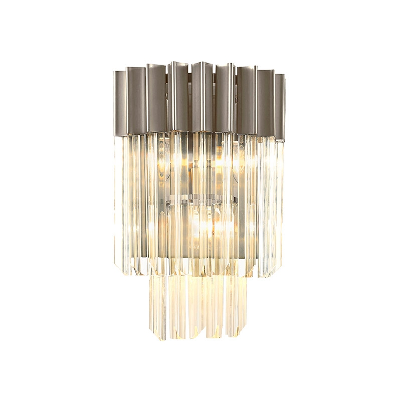 Festival Glass Flush Wall Light - Polished Nickel and Clear Glass