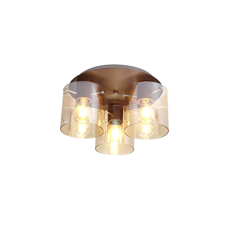 Jene 3 Light Flush Ceiling Light - Mocha