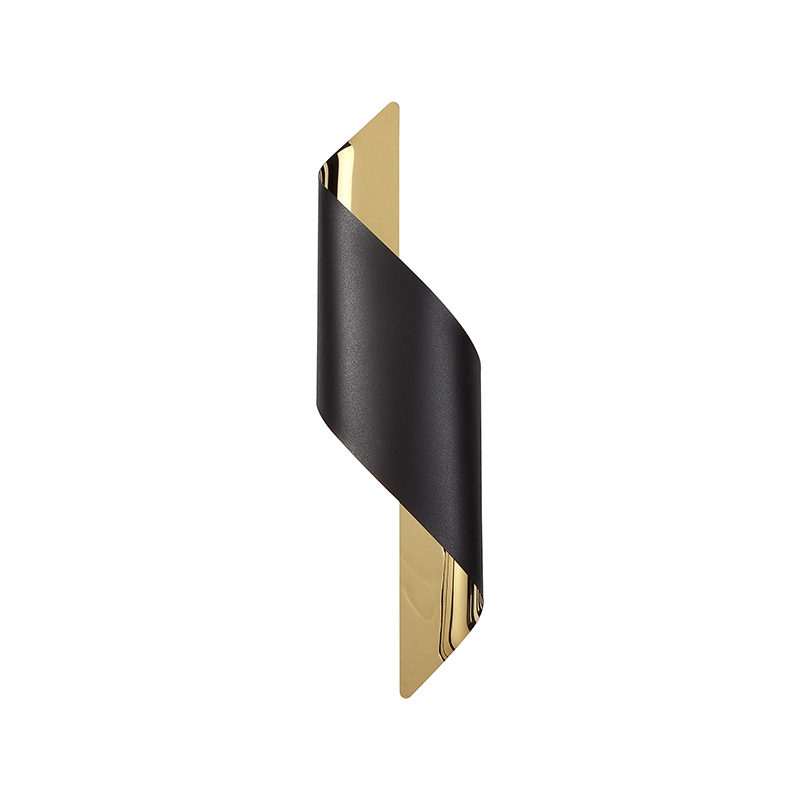 Coil Large LED Flush Wall Light - Anthracite and Polished Gold
