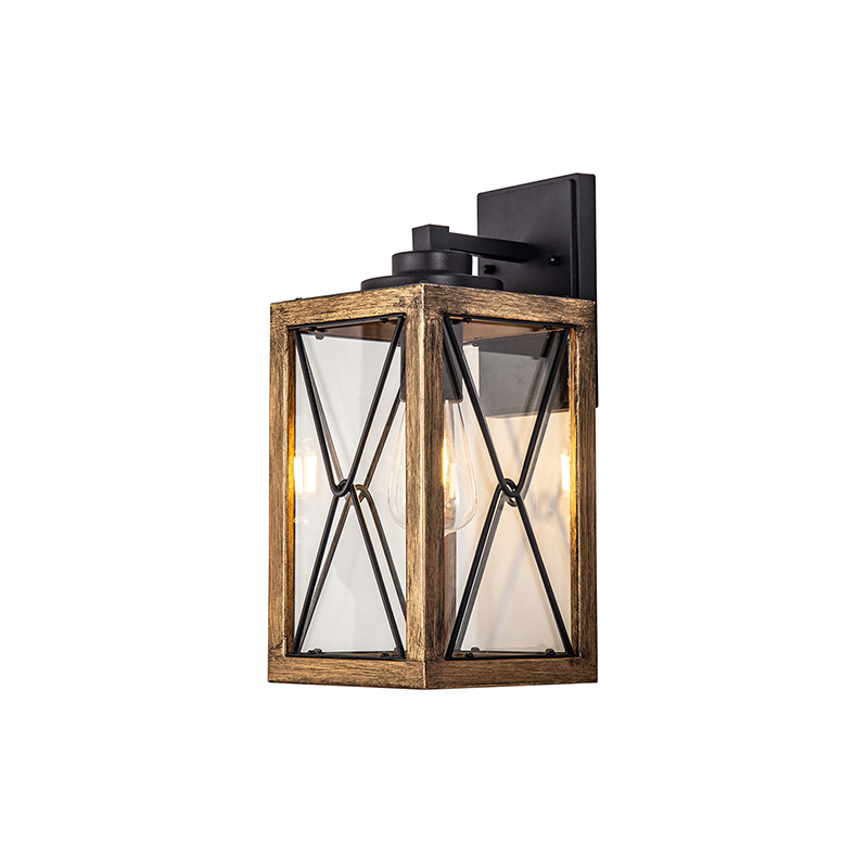 Drumond 330 Outdoor Wall Light - Black and Wood