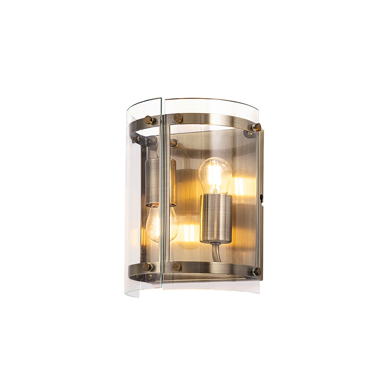Bobbin 2 Arm Flush Wall Light - Antique Brass