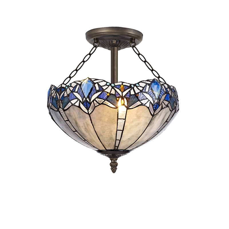 Burtonwood Semi-Flush Ceiling Light - Aged Antique Brass