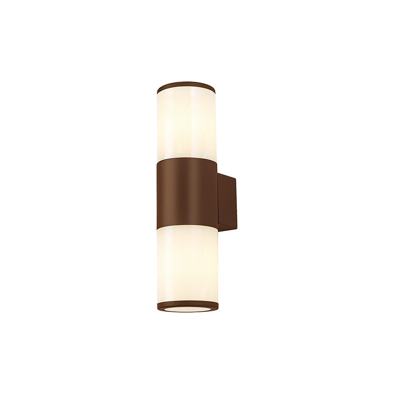 Kynslee Outdoor Up & Down Wall Light - Matt Brown with Opal Glass