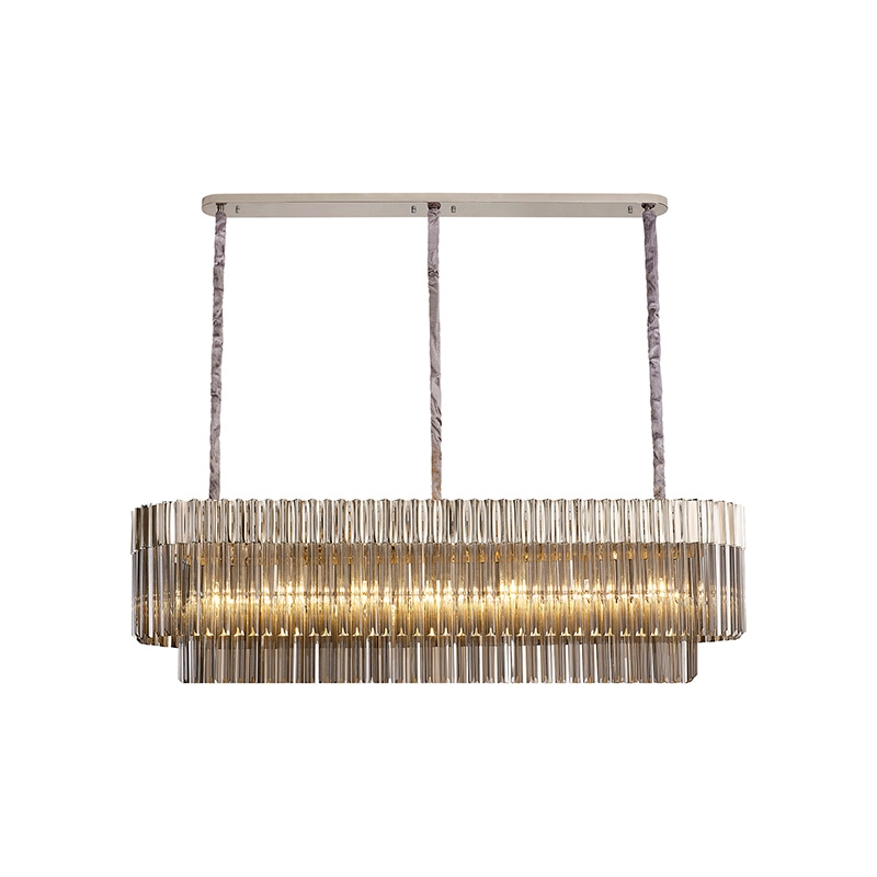 Festival 1500 Glass Bar Ceiling Pendant - Polished Nickel and Smoked Glass