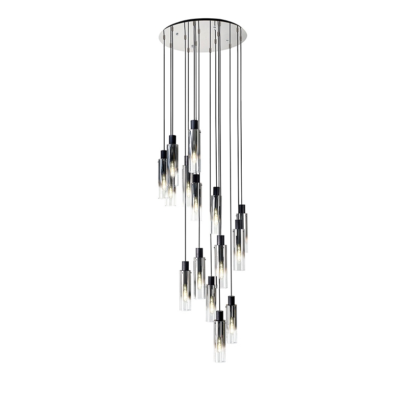 Austin 15 Light Glass Cascade Ceiling Pendant - Smoked