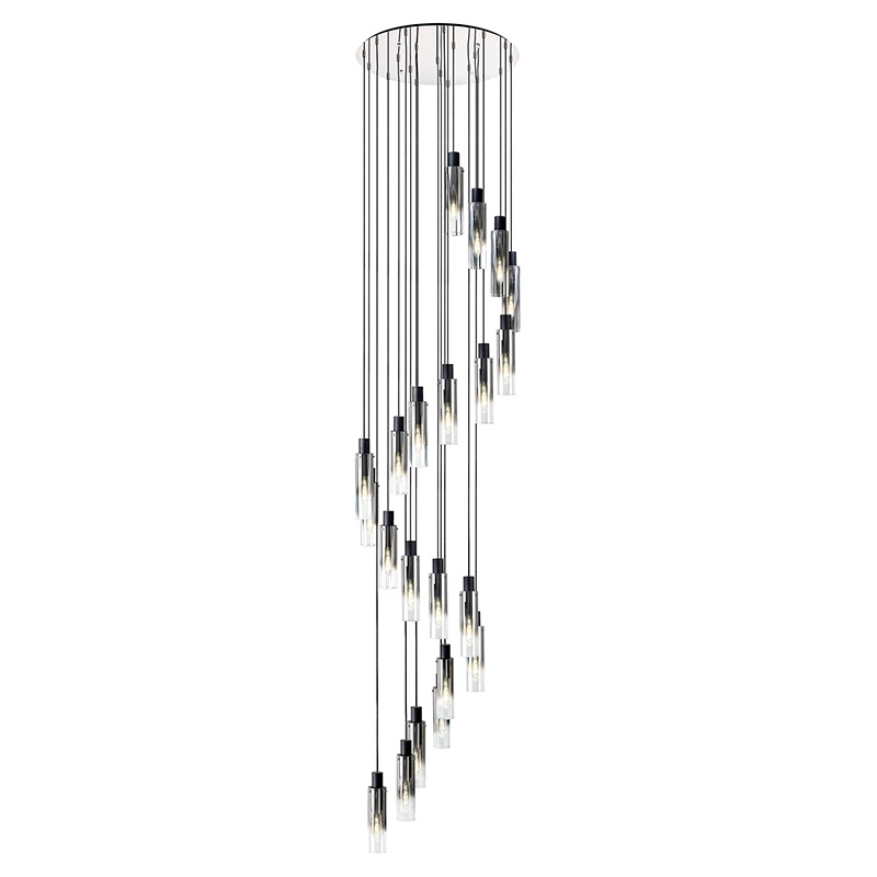 Austin 21 Light Glass Cascade Ceiling Pendant - Smoked