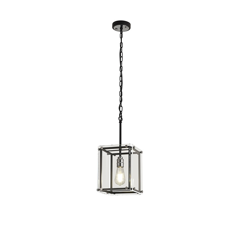 Madison Glass Ceiling Pendant Light - Matt Black