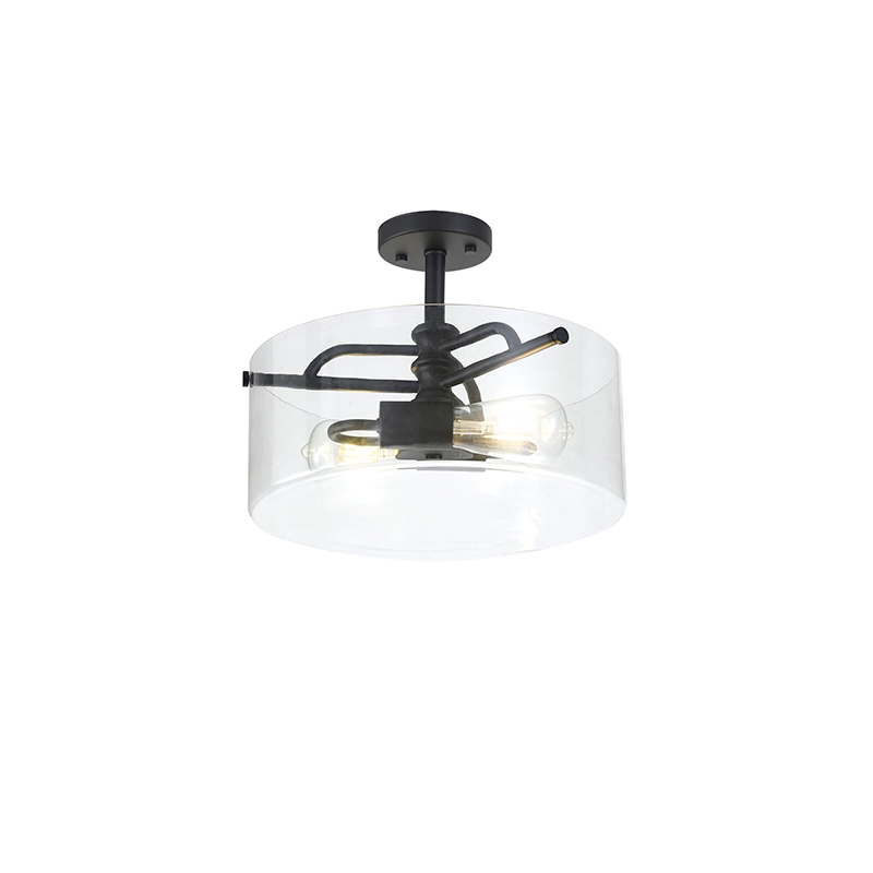 Charlotte Glass Semi-Flush Ceiling Light - Sand Black