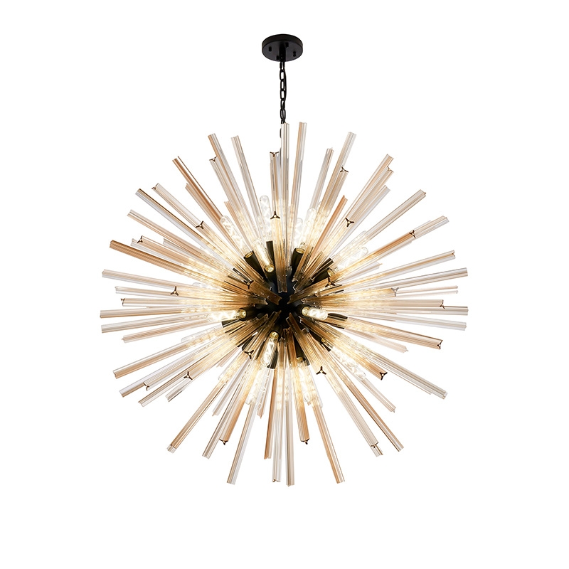 Woxsall 1200 Glass Chandelier - Matt Black and Champagne Glass