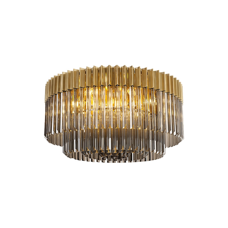 Festival 800 Glass Flush Ceiling Light - Brass and Smoked Glass