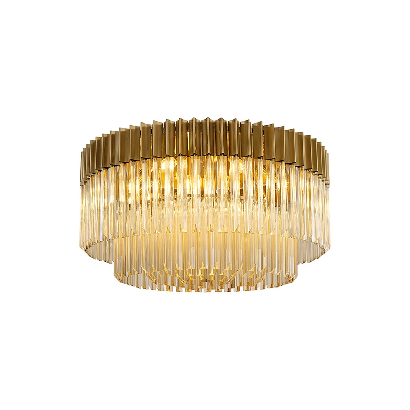Festival 800 Glass Flush Ceiling Light - Brass and Amber Glass
