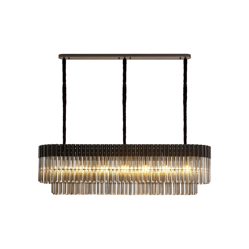 Festival 1500 Glass Bar Ceiling Pendant - Matt Black and Smoked Glass