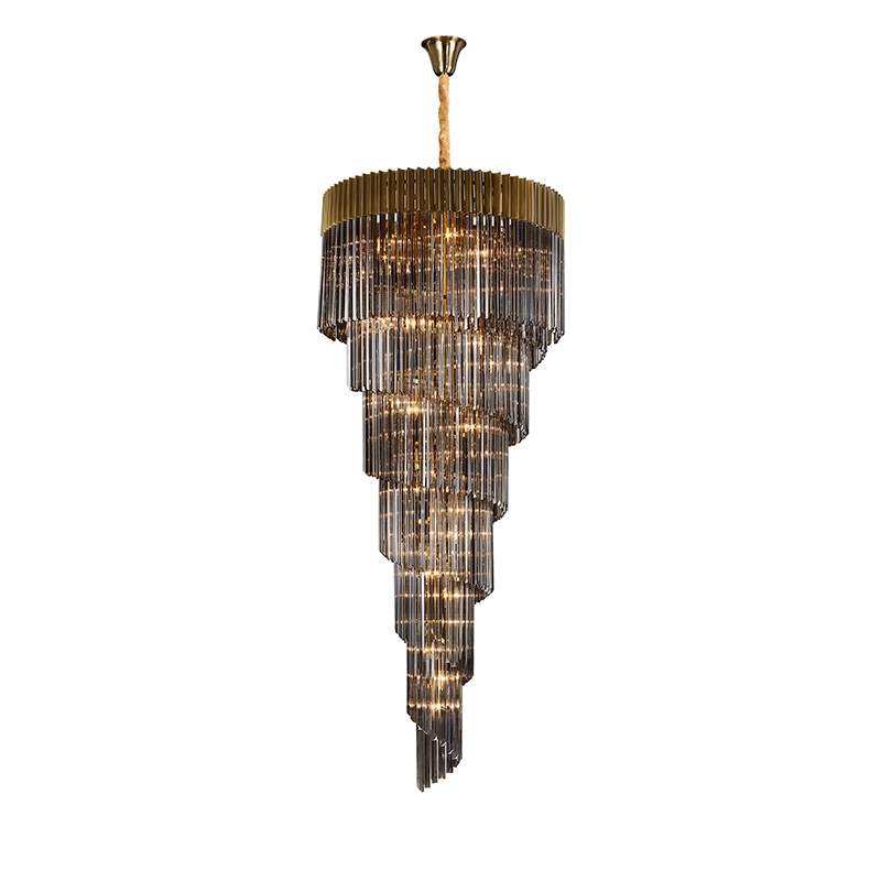 Festival 900 Grande Glass Chandelier - Brass and Smoked Glass