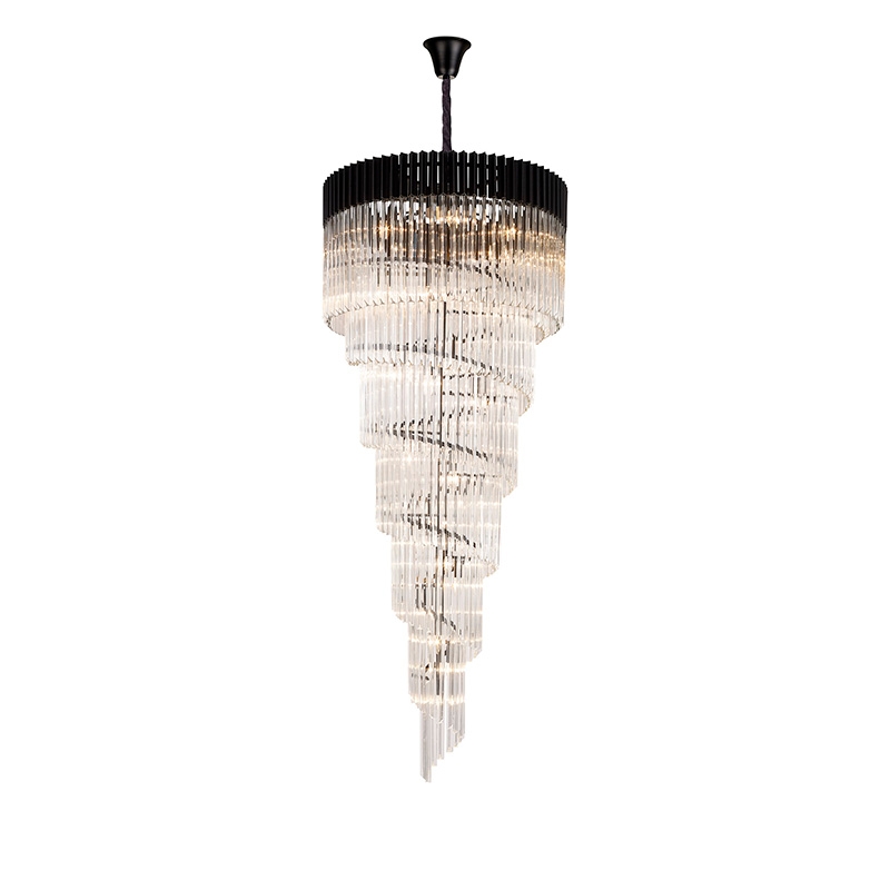 Festival 900 Grande Glass Chandelier - Matt Black and Clear Glass