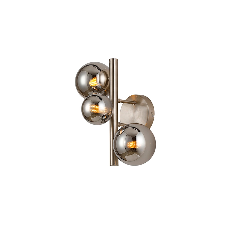 Sedona 3 Light Wall Light - Satin Nickel and Chrome Glass
