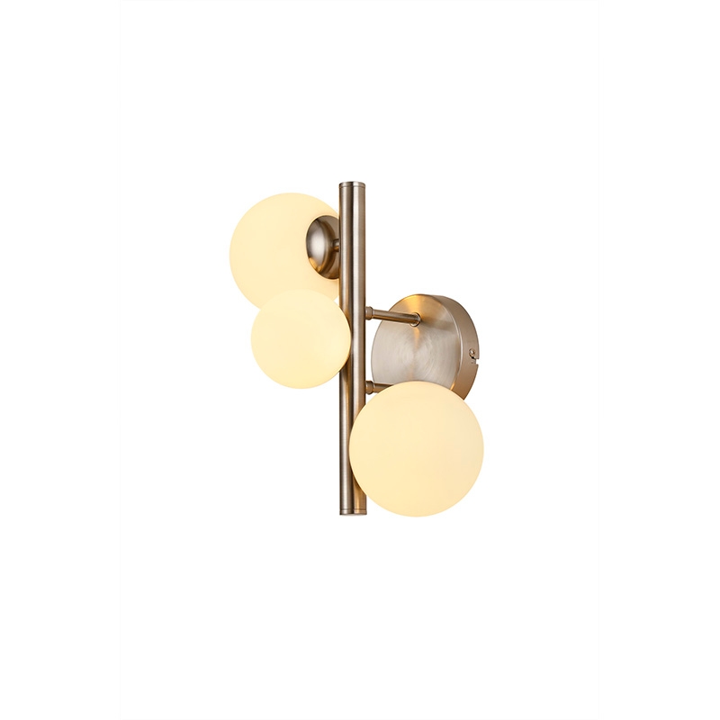 Sedona 3 Light Wall Light - Satin Nickel and Opal Glass