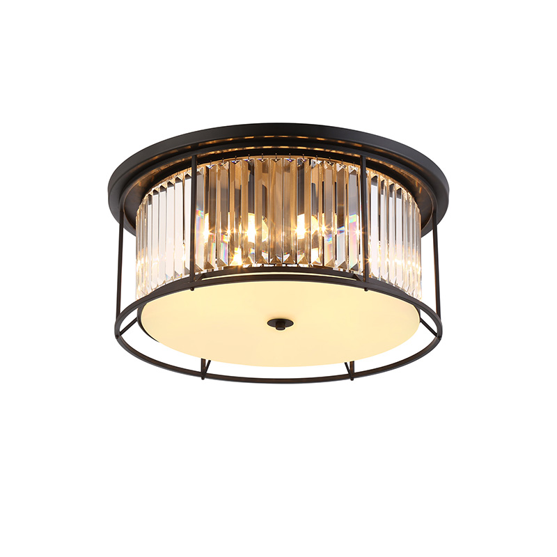 Wichita 610 Crystal Flush Ceiling Light - Satin Black