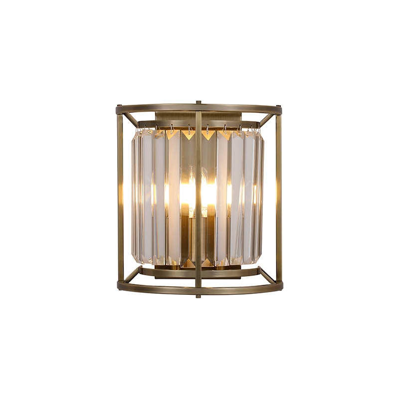Wichita Crystal Flush Wall Light - Antique Brass