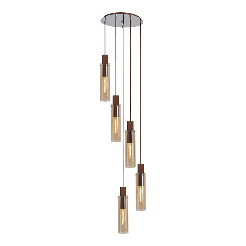 Austin 5 Light Glass Cascade Ceiling Pendant - Amber