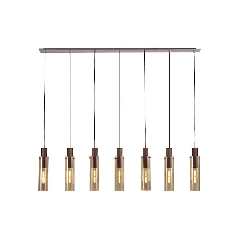 Austin 7 Light Glass Bar Ceiling Pendant - Amber
