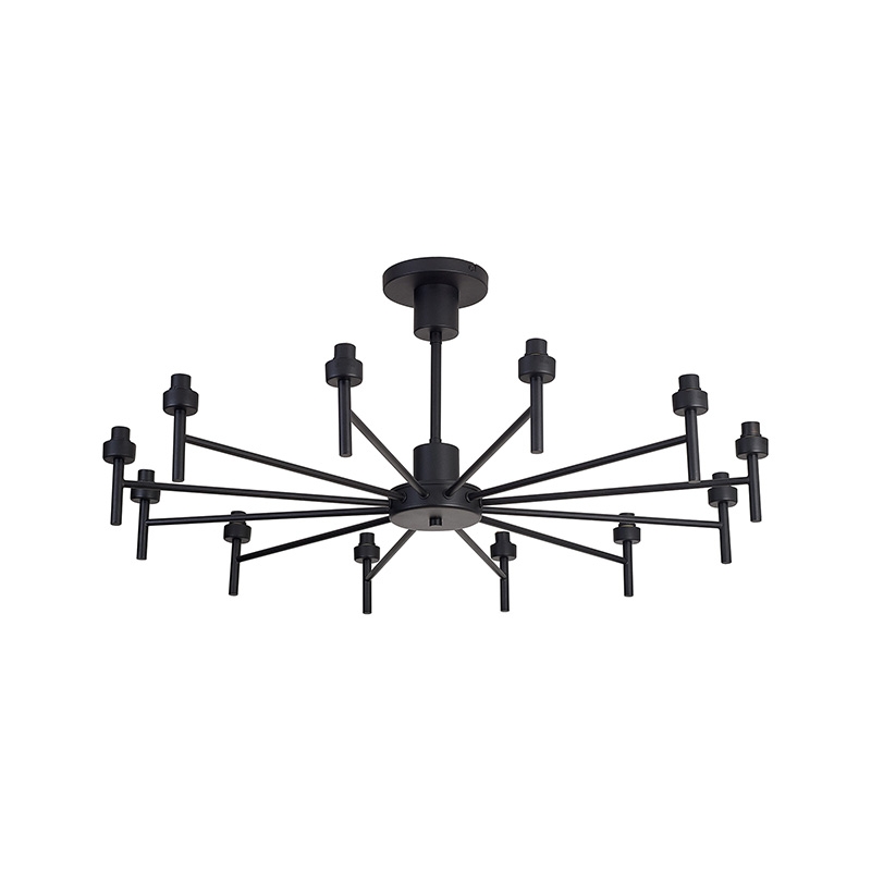 Arcdon 12 Light Multi Arm Ceiling Pendant - Satin Black