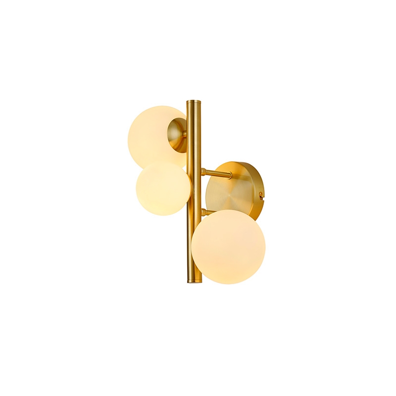 Sedona 3 Light Wall Light - Satin Gold and Opal Glass
