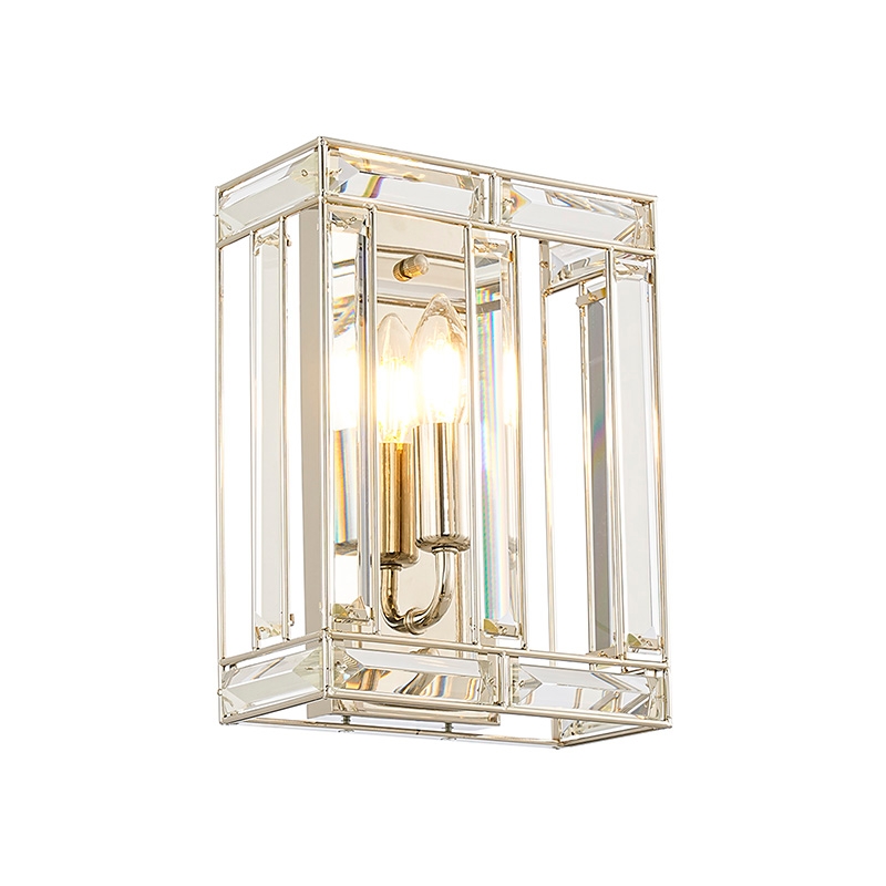 Lovetta Crystal Flush Wall Light - Polished Nickel
