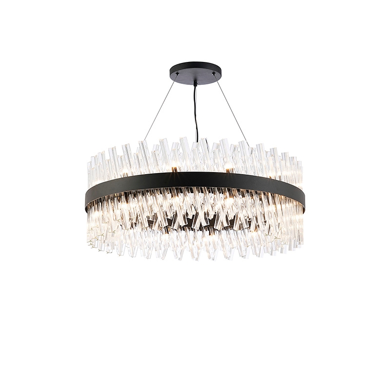 Detroit 800 Glass Chandelier - Satin Black with Clear Glass