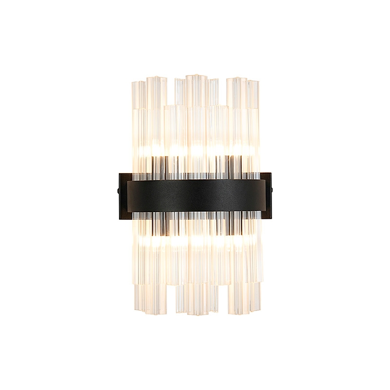 Detroit Glass Flush Wall Light - Black with Clear Glass