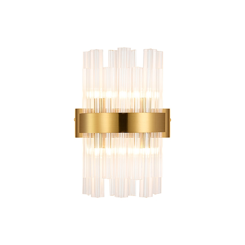 Detroit Glass Flush Wall Light - Brass with Clear Glass