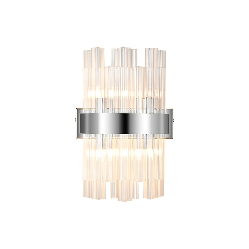 Detroit Glass Flush Wall Light - Polished Nickel with Clear Glass