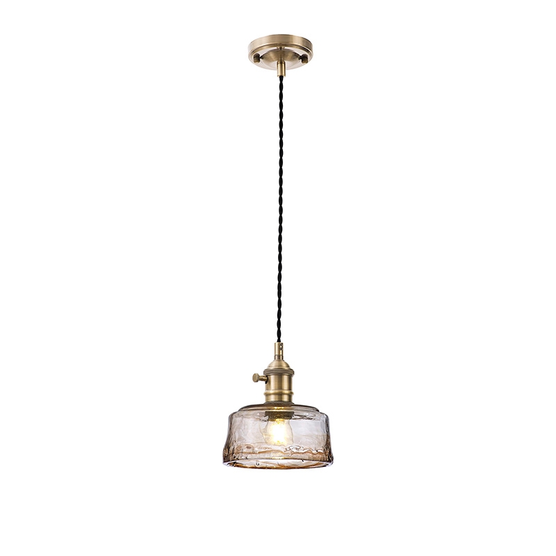 Michigan Ceiling Pendant Light - Antique Brass with Twisted Black Cable